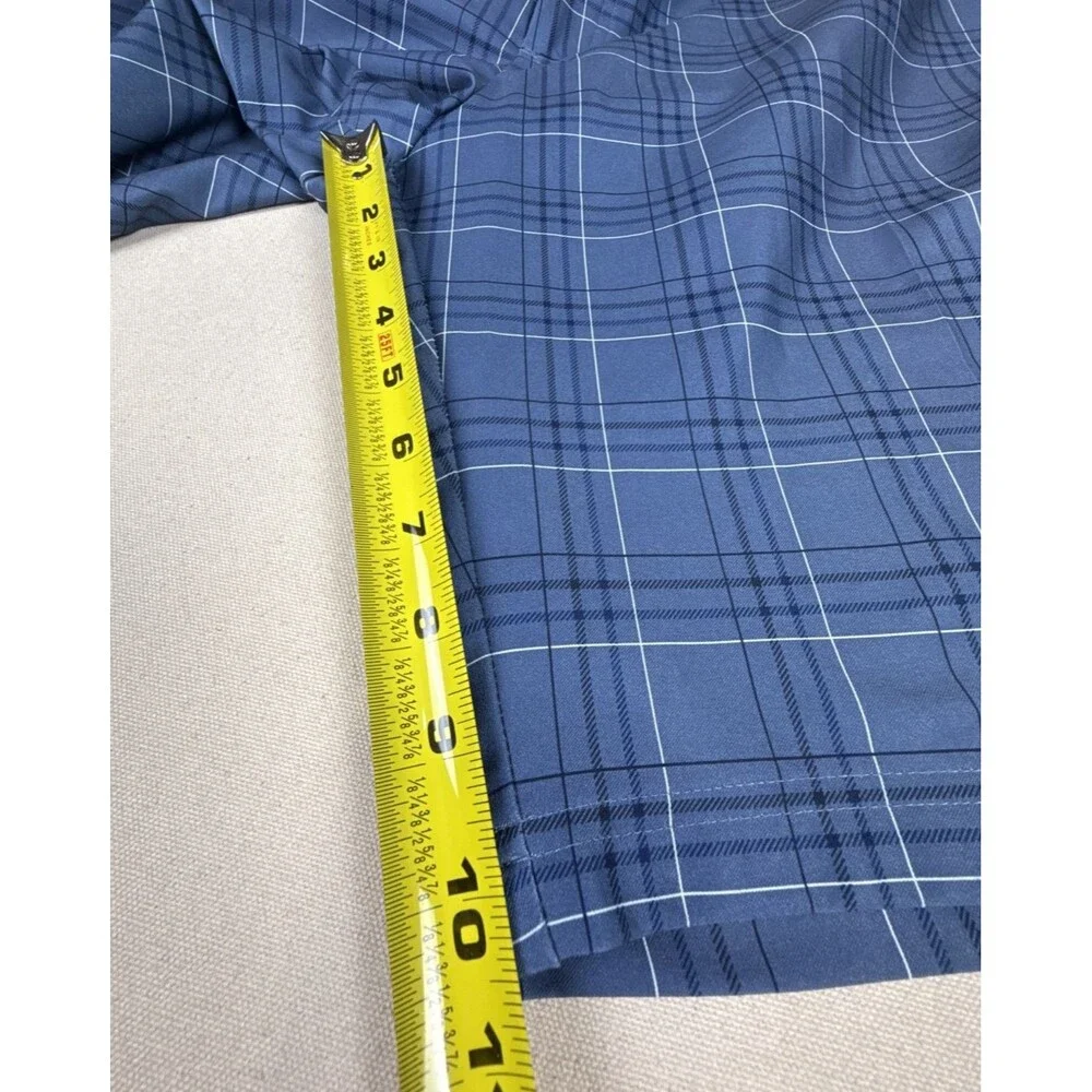 Pebble Beach Performance Men's Golf Shorts Blue Plaid Size 42 Moisture Wicking
